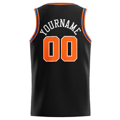 Benutzerdefinierte Authentisch  Basketball Trikot Schwarz-Orange-Weiß