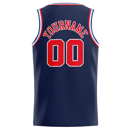 Benutzerdefinierte Authentisch  Basketball Trikot Marine- Rot- königlich