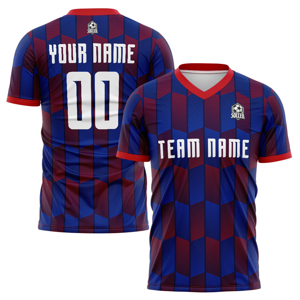 Benutzerdefinierte Fußballuniform Jersey Kinder Erwachsene Personalisiertes Set Jersey Shirt Blau