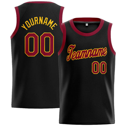 Benutzerdefinierte Authentisch  Basketball Trikot Schwarz-Purpur-Gelb