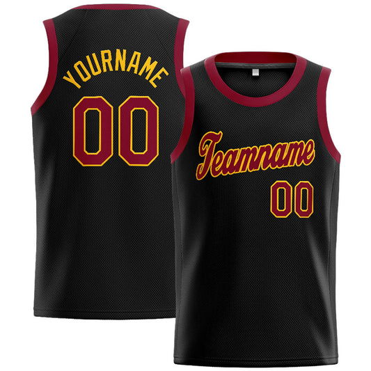 Benutzerdefinierte Authentisch  Basketball Trikot Schwarz-Purpur-Gelb