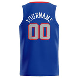 Benutzerdefinierte Authentisch  Basketball Trikot Königlich- Grau-Rot-Weiß