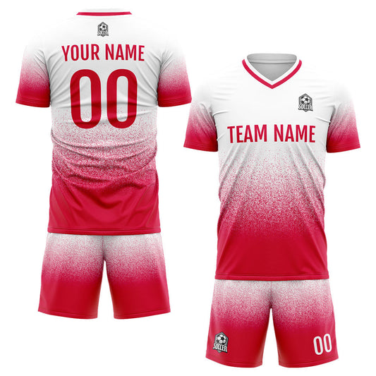 Benutzerdefinierte Fußball Trikots für Männer Frauen Personalisierte Fußball Uniformen für Erwachsene und Kind Rot&Weiß