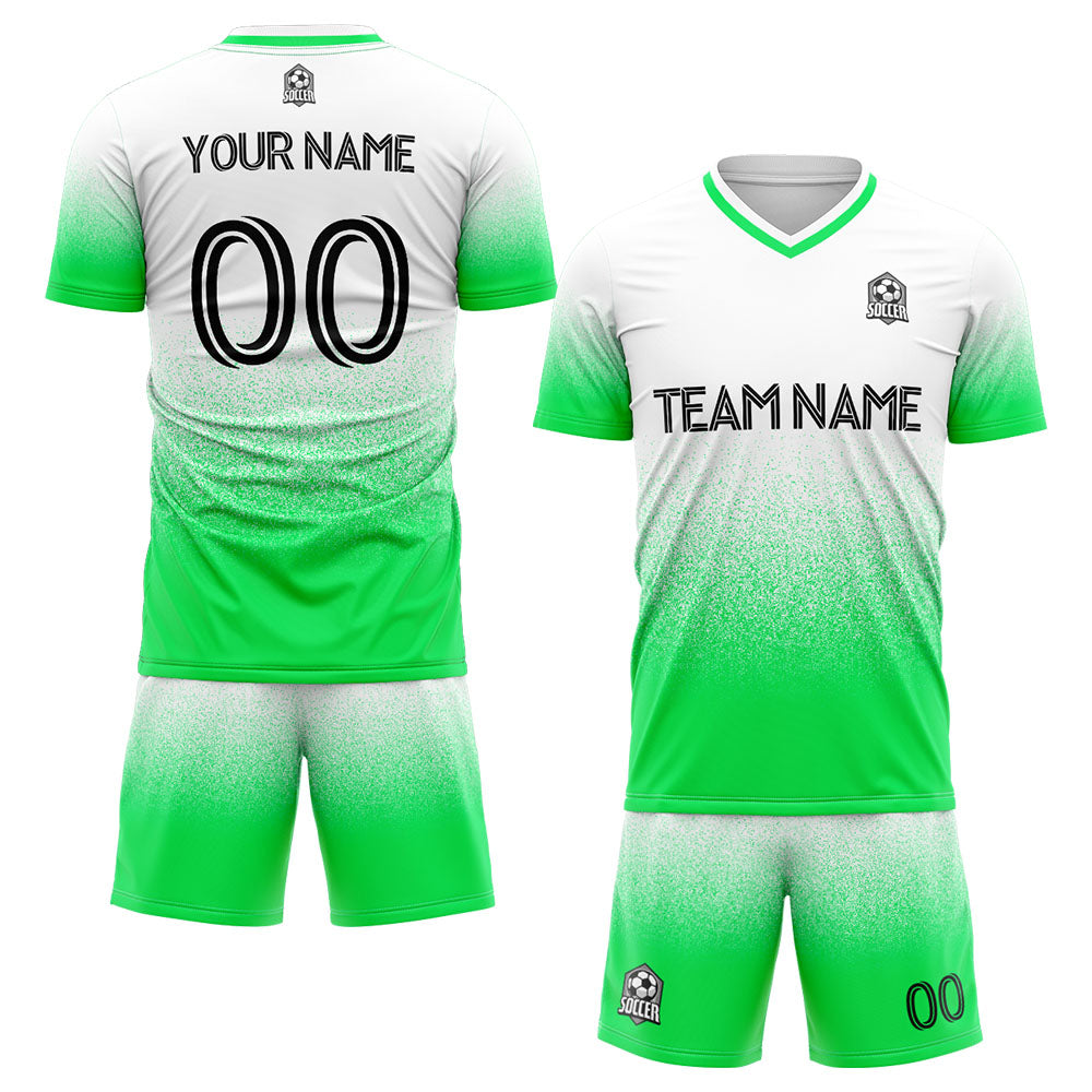 Benutzerdefinierte Fußballuniform Jersey Kinder Erwachsene Personalisiertes Set Jersey Shirt Grün