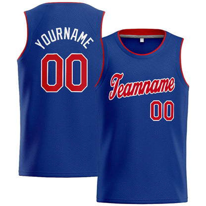 Benutzerdefinierte Authentisch  Basketball Trikot Königlich- Rot- Weiß