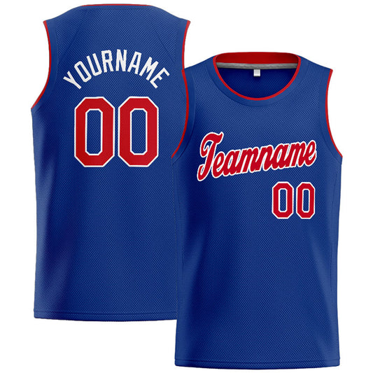 Benutzerdefinierte Authentisch  Basketball Trikot Königlich- Rot- Weiß