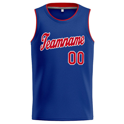 Benutzerdefinierte Authentisch  Basketball Trikot Königlich- Rot- Weiß