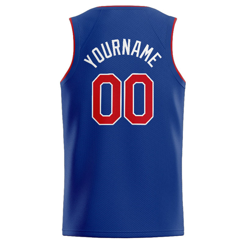 Benutzerdefinierte Authentisch  Basketball Trikot Königlich- Rot- Weiß