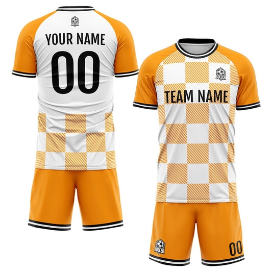 Benutzerdefinierte Fußball Trikots für Männer Frauen Personalisierte Fußball Uniformen für Erwachsene und Kind Orange-Weiß