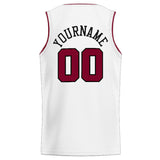 Benutzerdefinierte Authentisch  Basketball Trikot Weiß-Karminrot-Schwarz