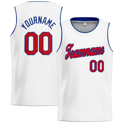 Benutzerdefinierte Authentisch  Basketball Trikot Weiß-Rot- königlich