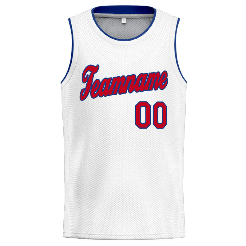 Benutzerdefinierte Authentisch  Basketball Trikot Weiß-Rot- königlich