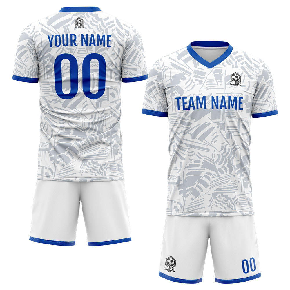 Benutzerdefinierte Fußball Trikots für Männer Frauen Personalisierte Fußball Uniformen für Erwachsene und Kind Grau&Weiß