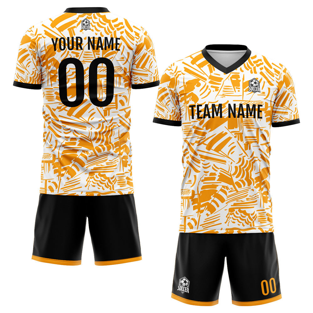 Benutzerdefinierte Fußball Trikots für Männer Frauen Personalisierte Fußball Uniformen für Erwachsene und Kind Orange&Schwarz&Weiß