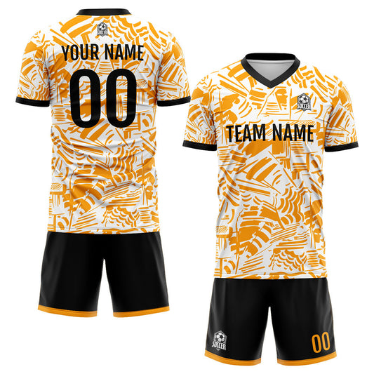 Benutzerdefinierte Fußball Trikots für Männer Frauen Personalisierte Fußball Uniformen für Erwachsene und Kind Orange&Schwarz&Weiß