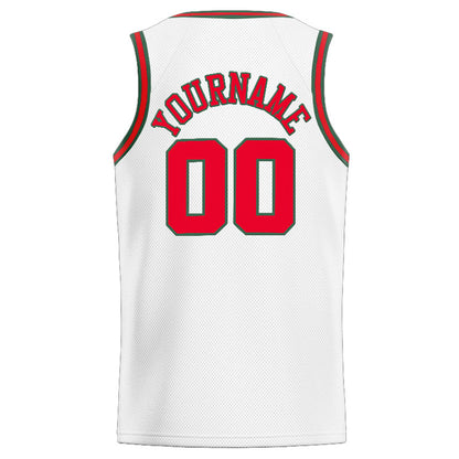 Benutzerdefinierte Authentisch  Basketball Trikot Weiß-Rot-Grün