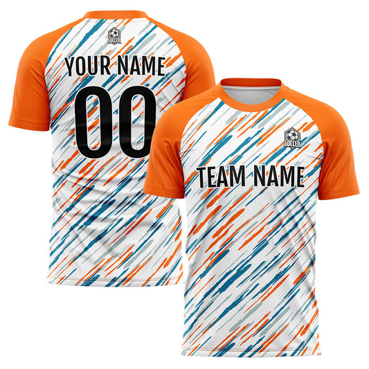 Benutzerdefinierte Fußball Trikots für Männer Frauen Personalisierte Fußball Uniformen für Erwachsene und Kind Weiß&Orange