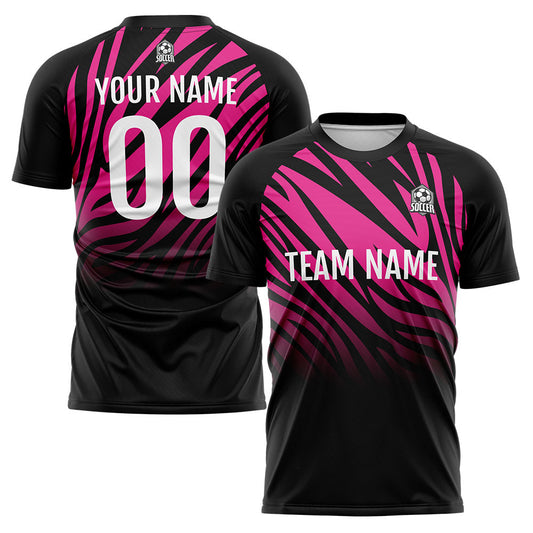 Benutzerdefinierte Fußball Trikots für Männer Frauen Personalisierte Fußball Uniformen für Erwachsene und Kind Schwarz&Hot Rosa