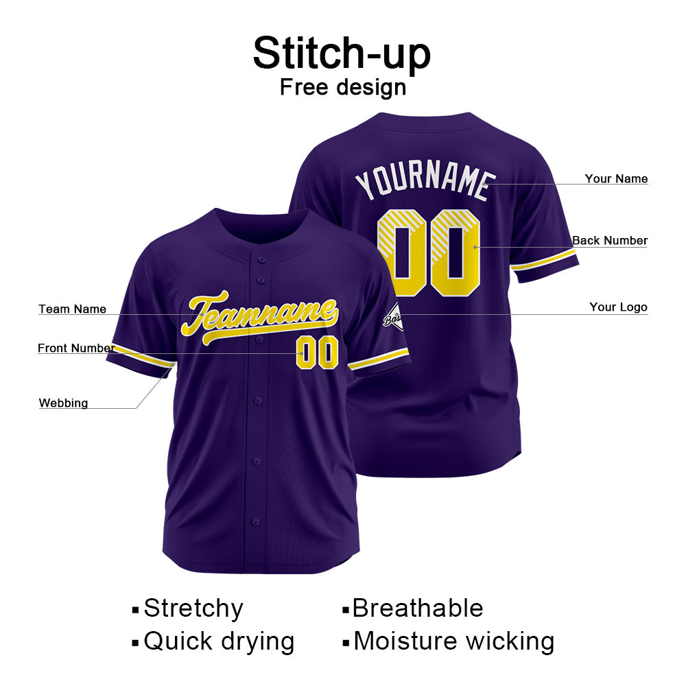 Benutzerdefinierte Authentisch Baseball-Trikot Lila Netz