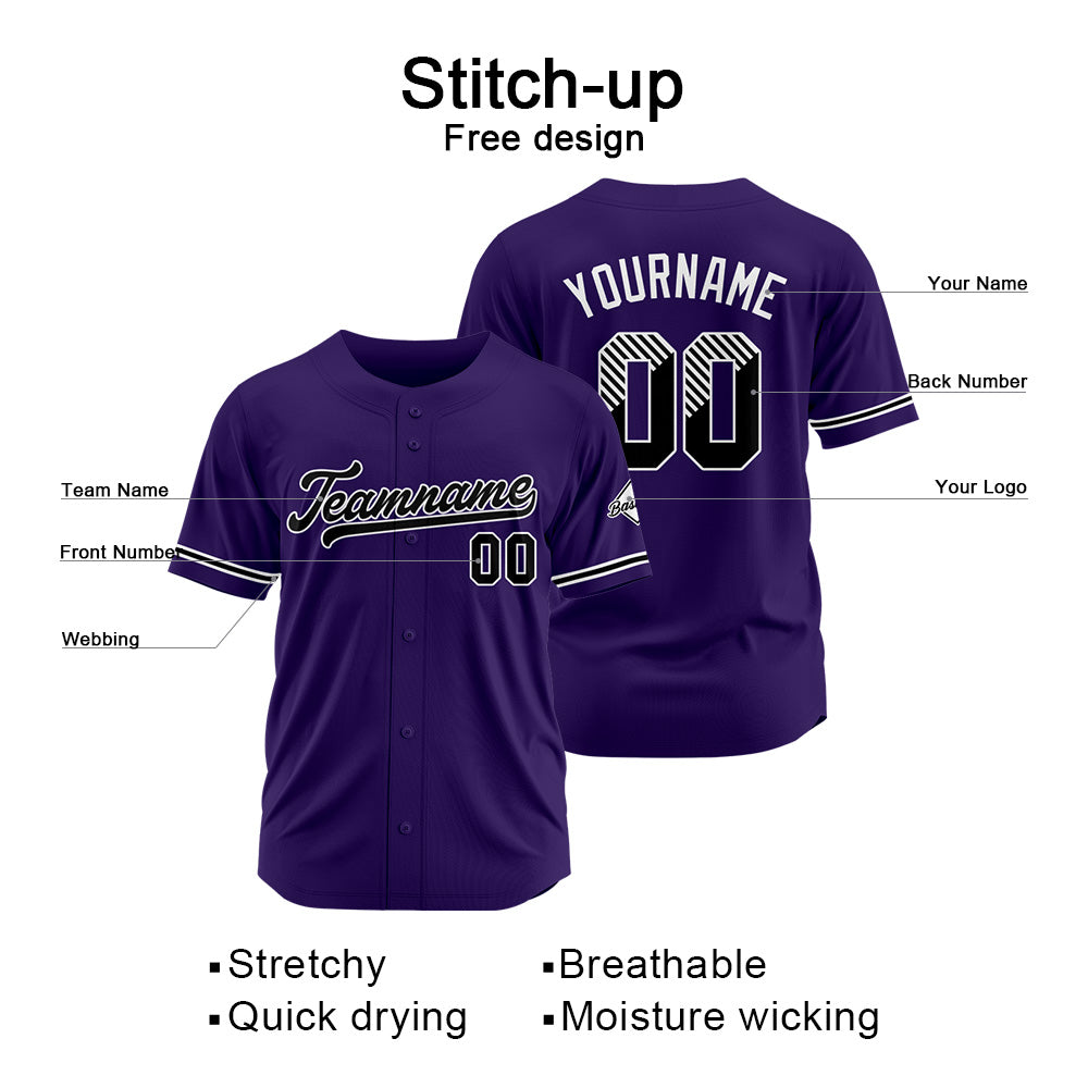 Benutzerdefinierte Authentisch Baseball-Trikot Lila Netz