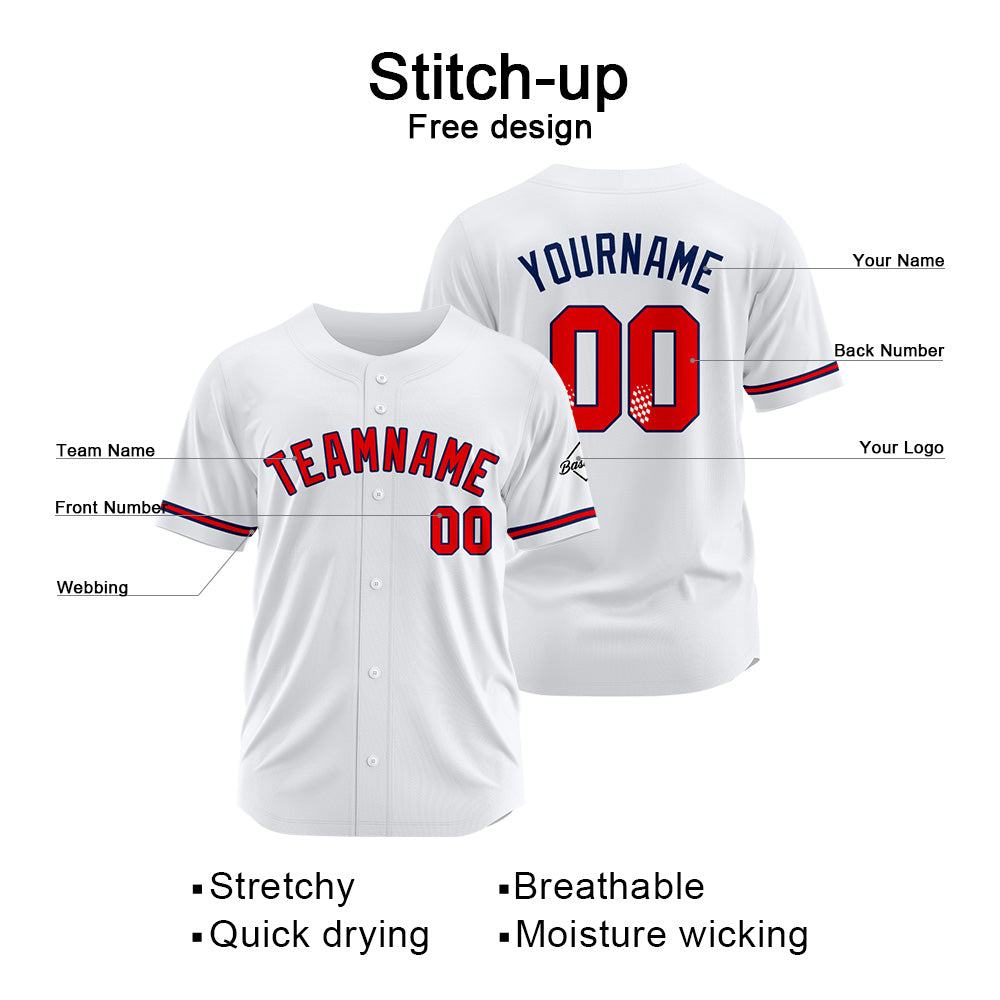 Benutzerdefinierte Authentisch Baseball-Trikot Weiss Netz