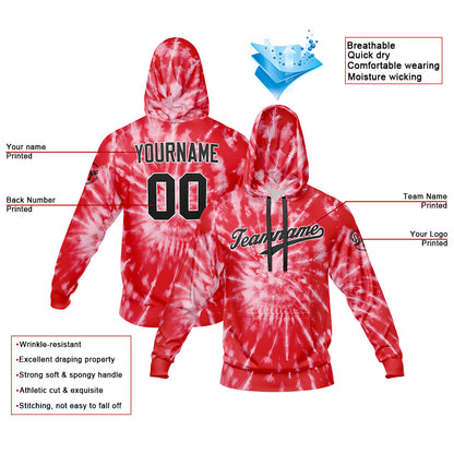 Benutzerdefiniert Krawattenfärben Sport-Hoodie-Oberteil und Hosen-Set Rot