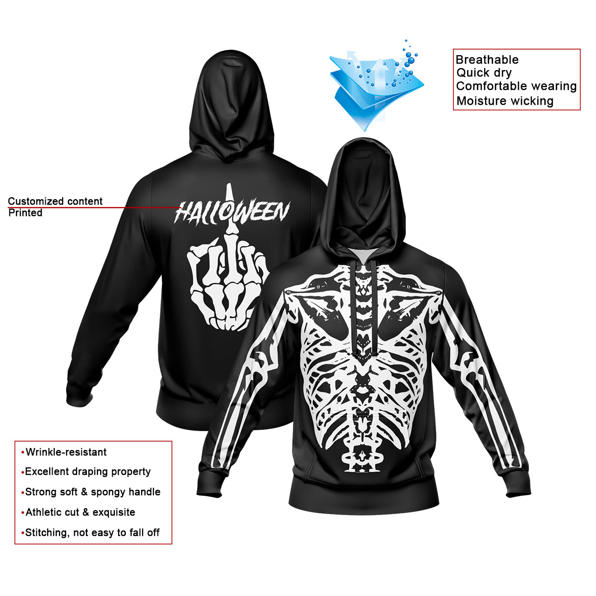 Benutzerdefinierter personalisierter Halloween-Hoodie für Halloween-Langarm-Sweatshirts für Erwachsene und Kinder, leichte, lässige Pullover-Oberteile