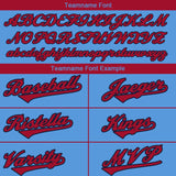 Benutzerdefinierte Authentisch Baseball-Trikot Hellblau-Rot-Marine Netz