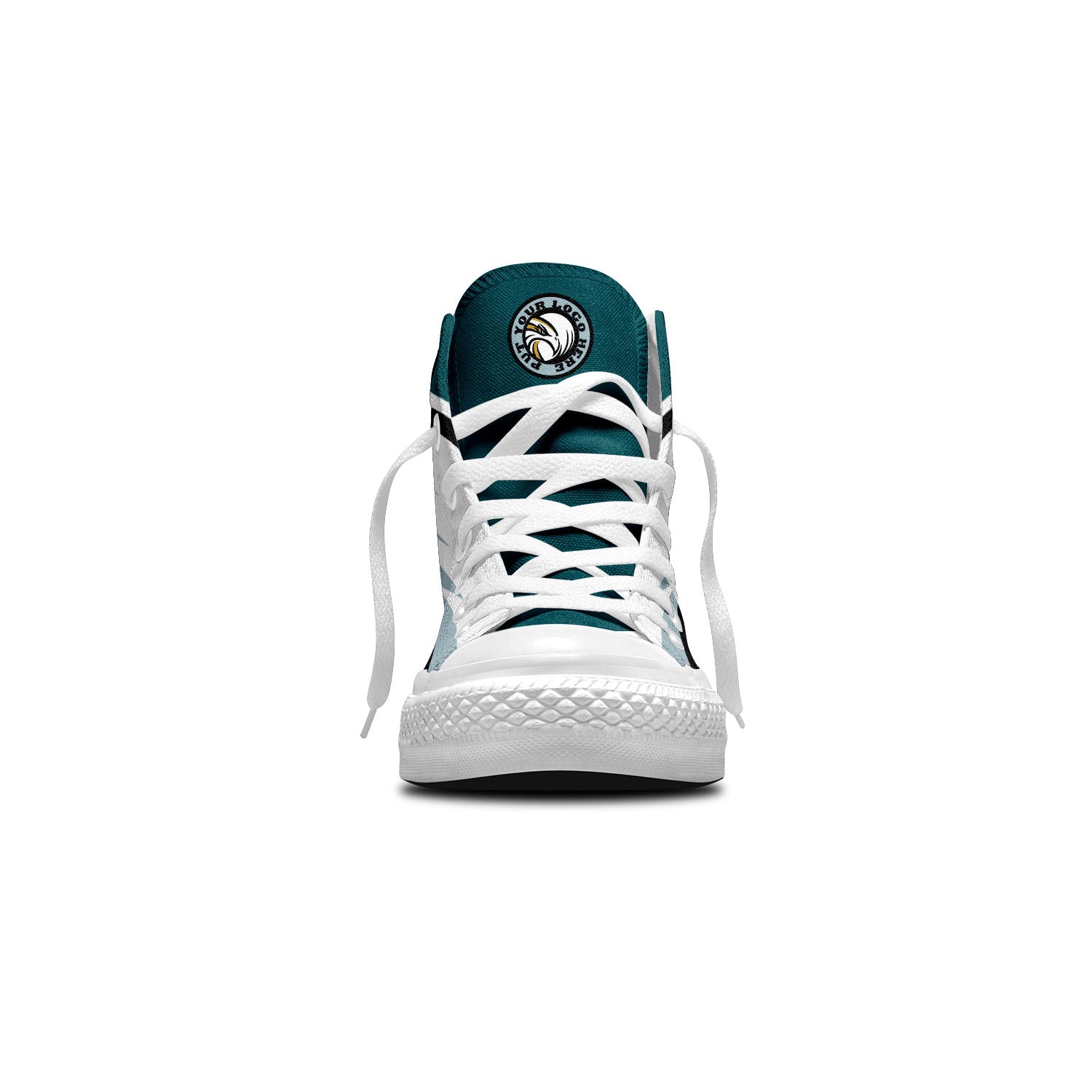 Benutzerdefinierte Hohe Spitze Fußball Segeltuch Schuhe Weiß-Grün