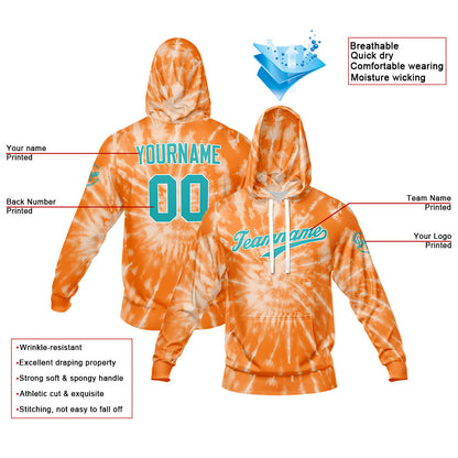 Benutzerdefiniert Krawattenfärben Sport-Hoodie-Oberteil und Hosen-Set Orange