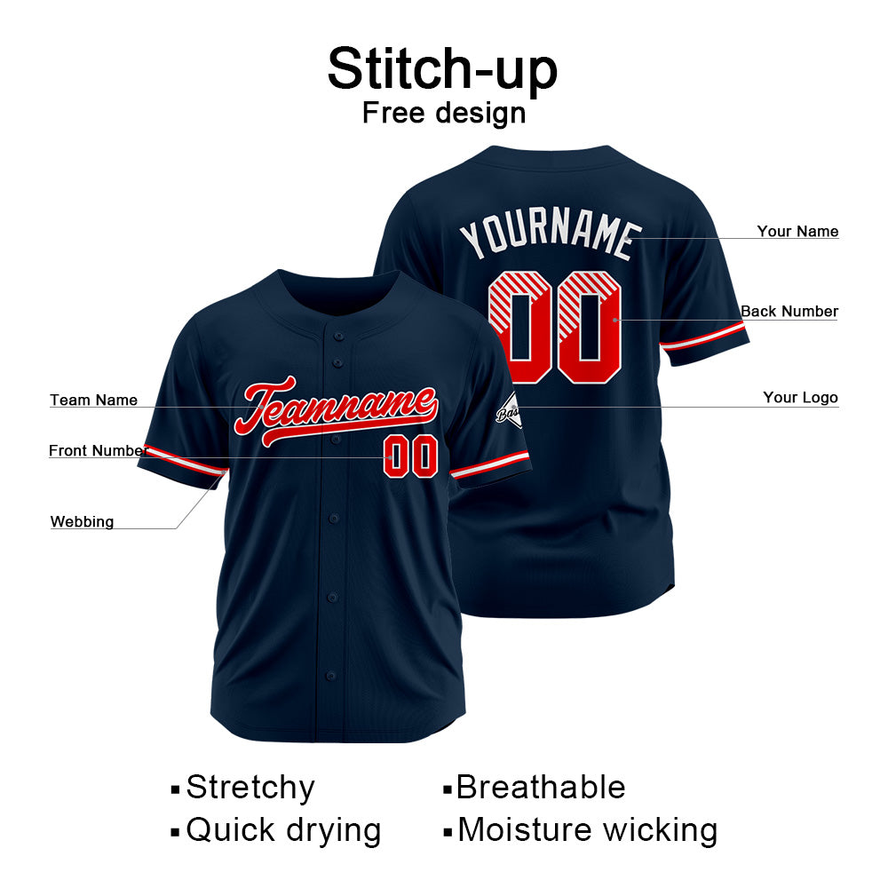 Benutzerdefinierte Authentisch Baseball-Trikot Marine Netz