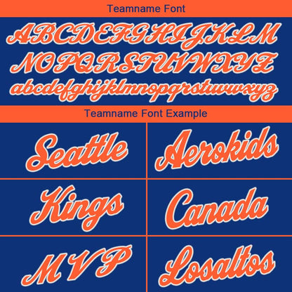 Benutzerdefinierte Authentisch  Basketball Trikot Königlich- Orange-Weiß