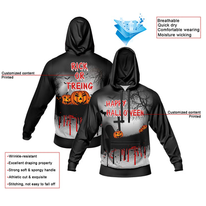 Benutzerdefinierter personalisierter Halloween-Hoodie für Halloween-Langarm-Sweatshirts für Erwachsene und Kinder, leichte, lässige Pullover-Oberteile
