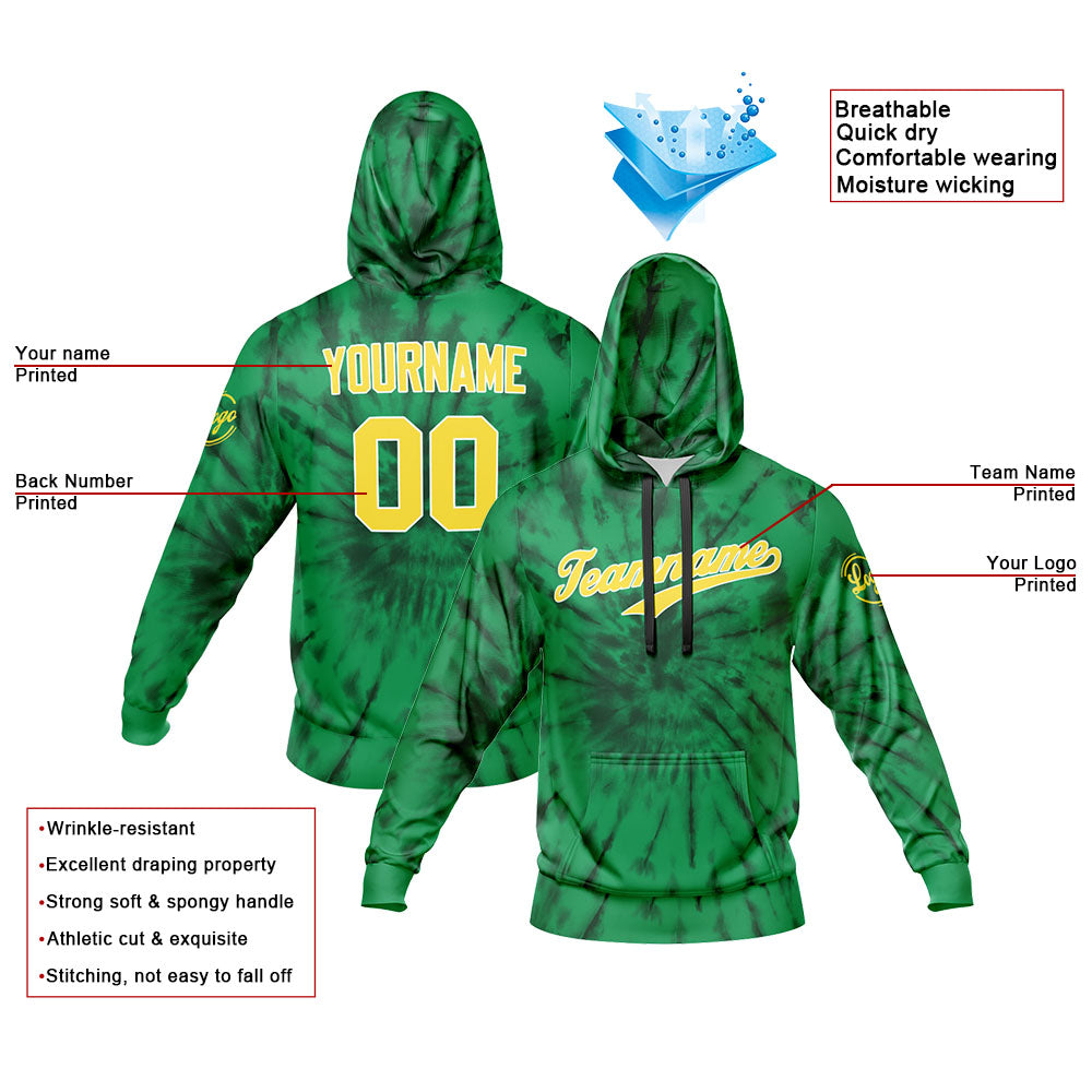 Benutzerdefiniert Krawattenfärben Sport-Hoodie-Oberteil und Hosen-Set Grün