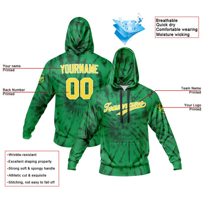 Benutzerdefiniert Krawattenfärben Sport-Hoodie-Oberteil und Hosen-Set Grün