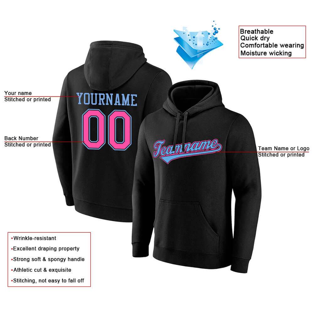 Benutzerdefinierte Authentisch Sweatshirt-Kapuzenpulli Blau-Weiß