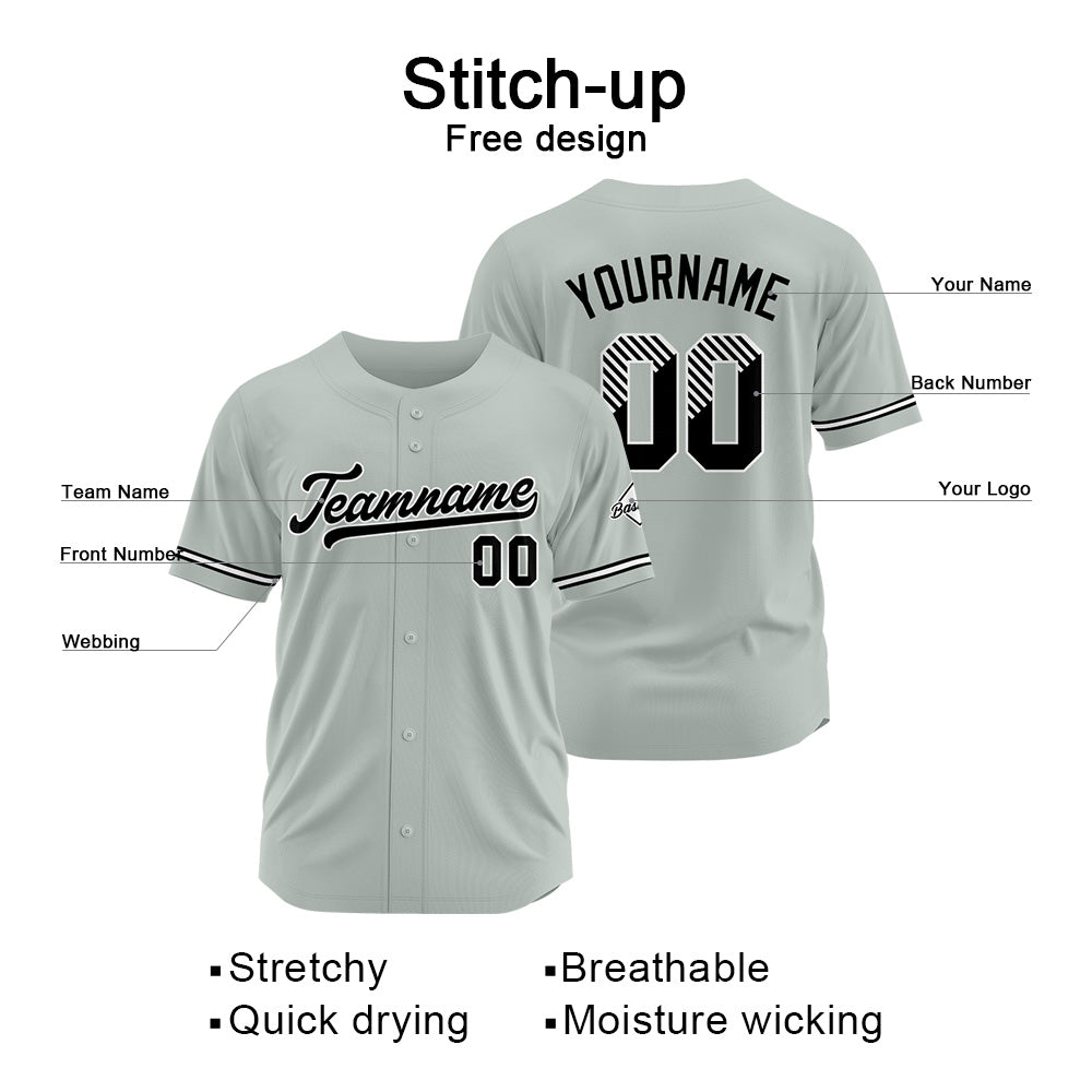 Benutzerdefinierte Authentisch Baseball-Trikot Grau Netz