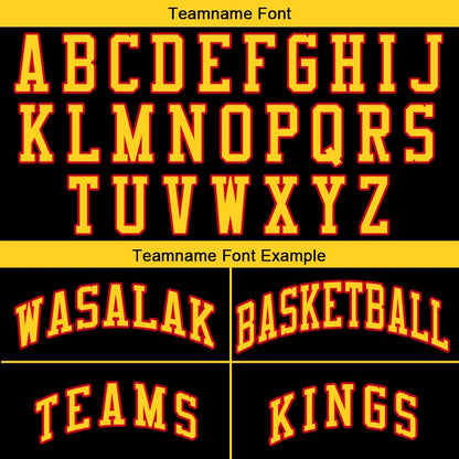 Benutzerdefinierte Authentisch  Basketball Trikot Schwarz-Gelb-Rot
