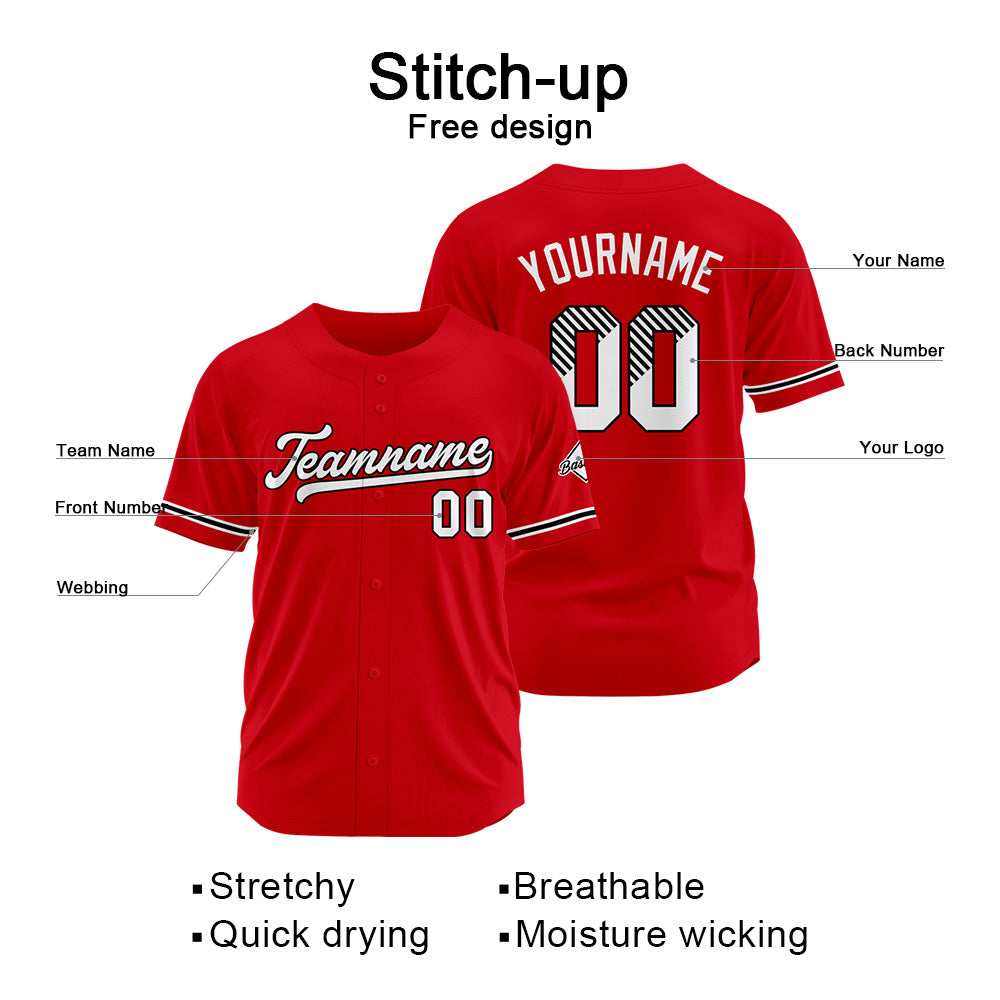 Benutzerdefinierte Authentisch Baseball-Trikot Rot Netz