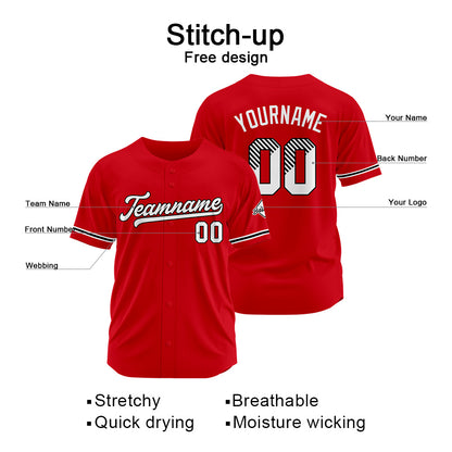 Benutzerdefinierte Authentisch Baseball-Trikot Rot Netz