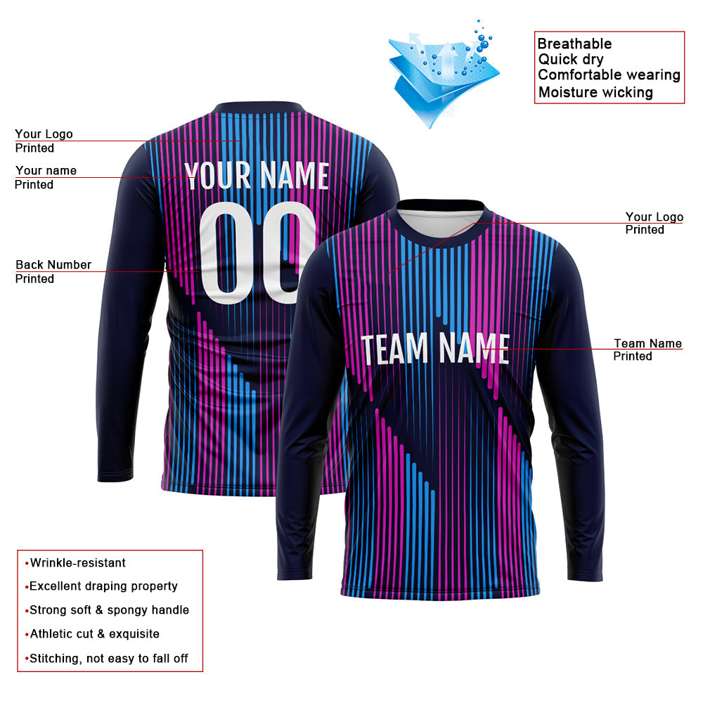 Kundenspezifisches Basketball Fußball Fußball Schießen langes T-Shirt für Erwachsene und Kinder Marine-Rosa