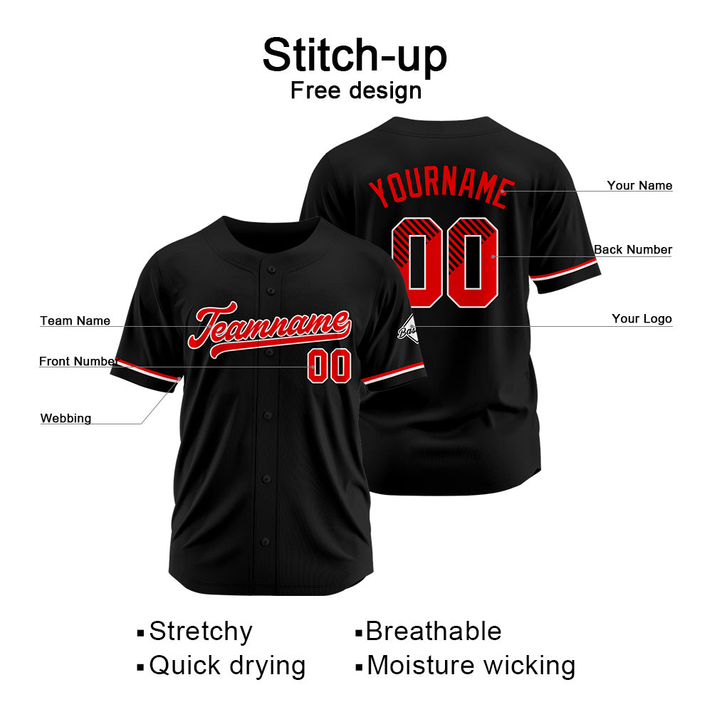 Benutzerdefinierte Authentisch Baseball-Trikot Schwarz Netz