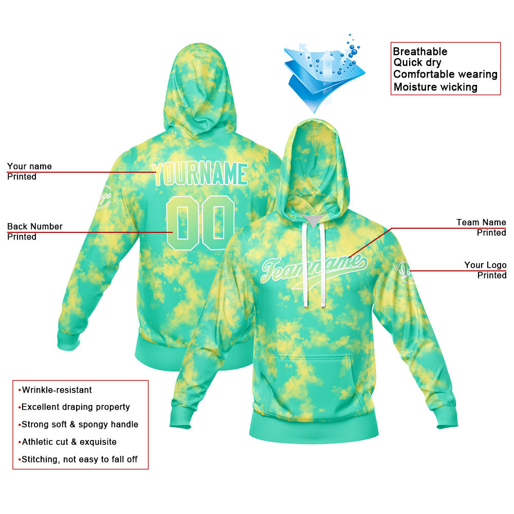 Benutzerdefiniert Gebatikt Sport-Trikot-Set Grün-Gelb-Weiß