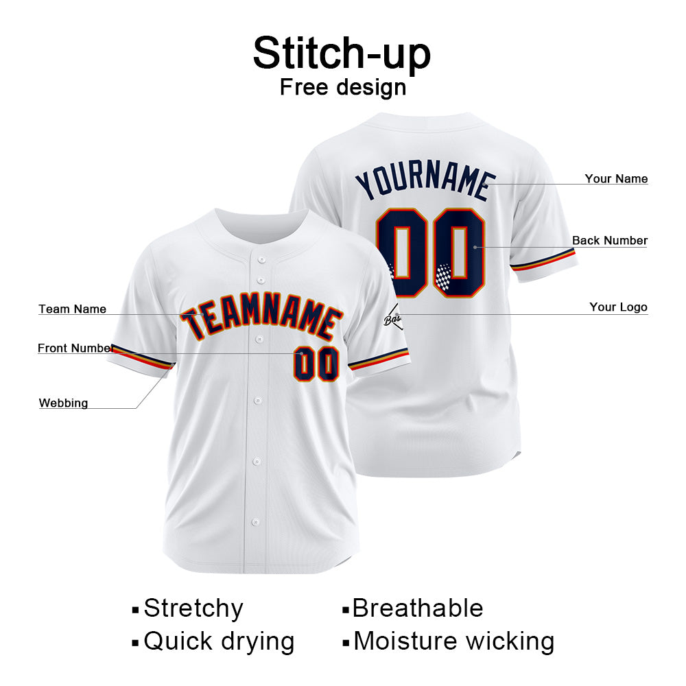 Benutzerdefinierte Authentisch Baseball-Trikot Weiss Netz