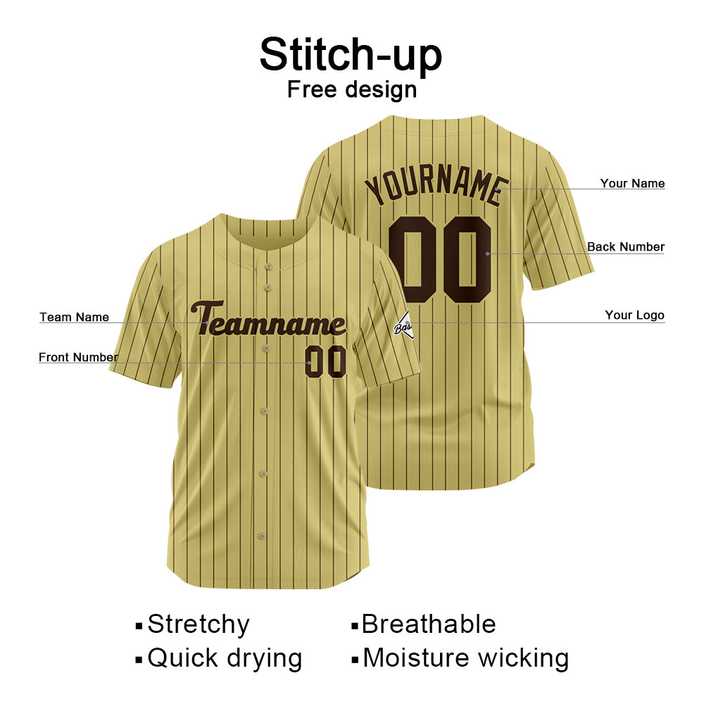 Benutzerdefinierte Authentisch Baseball  Nadelstreifen Gold-Braun Netz
