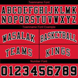 Benutzerdefiniert Schwarz-Rot-Weiß Authentisch Rückblick Basketball Kurze Hose