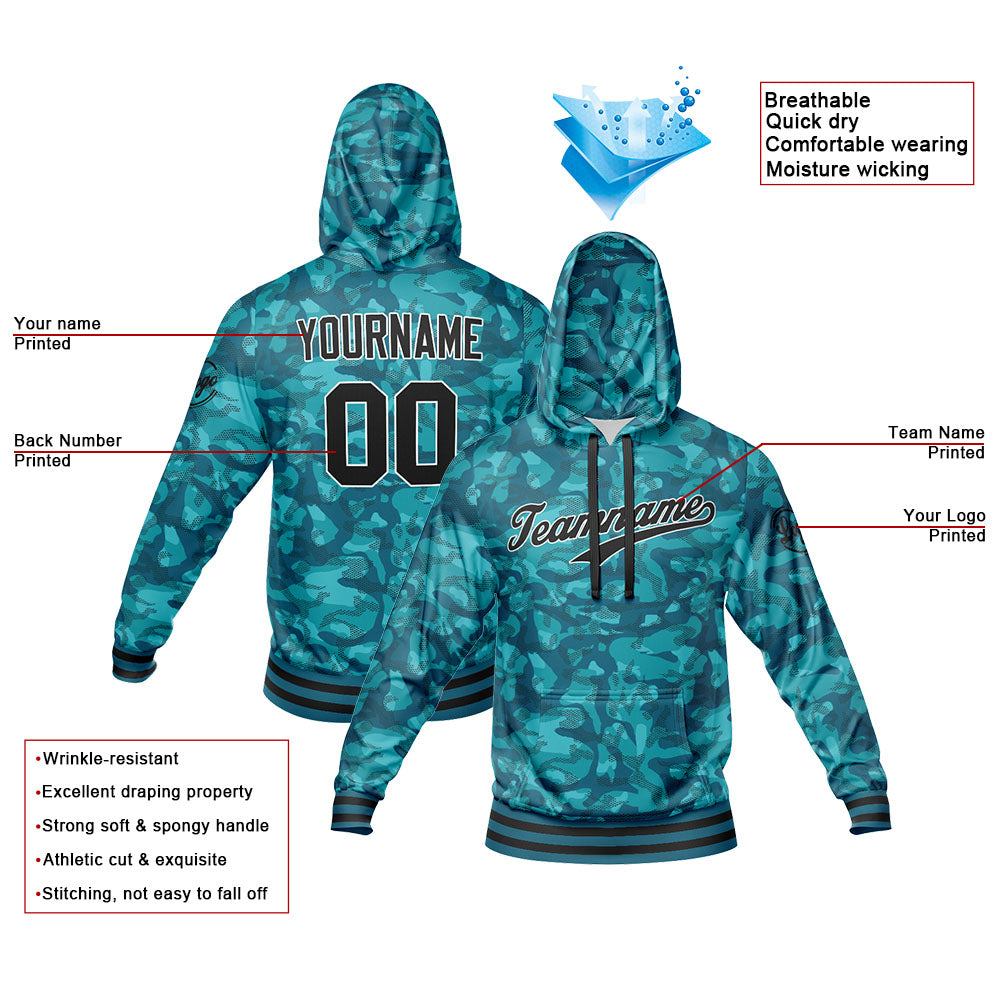 Benutzerdefiniert Tarnung Sport Jersey Satz Trainingsanzug Zur Seite fahren Kapuzenpullover Oberteile und Hose Satz Grün