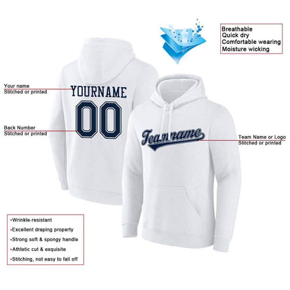 Benutzerdefinierte Authentisch Sweatshirt-Kapuzenpulli Weiß-Marine