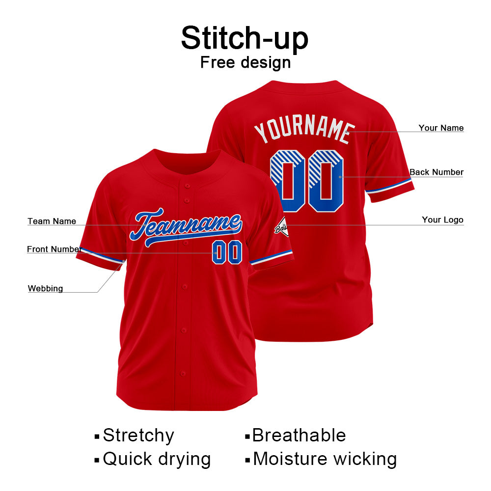 Benutzerdefinierte Authentisch Baseball-Trikot Rot Netz