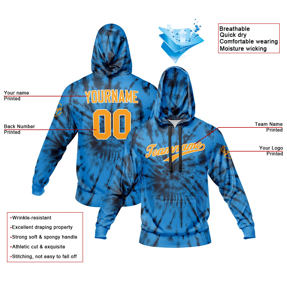 Benutzerdefiniert Krawattenfärben Sport-Hoodie-Oberteil und Hosen-Set Blau